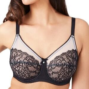WACOAL 40G Black Retro Chic Full Figure Underwire Bra Mesh Plus Size 855186